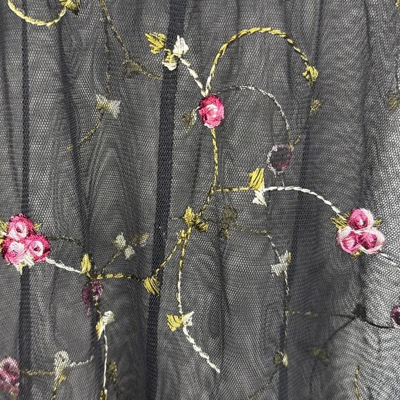 Sheer Bodysuit Embroidered Floral Adjustable Straps SZ S Whimsygoth Cottagecore - Picture 5 of 6